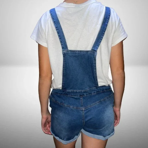 Listicle Women's L Blue Denim Rhomper Shortalls Farmer Festival Eras Tour - Picture 3 of 8